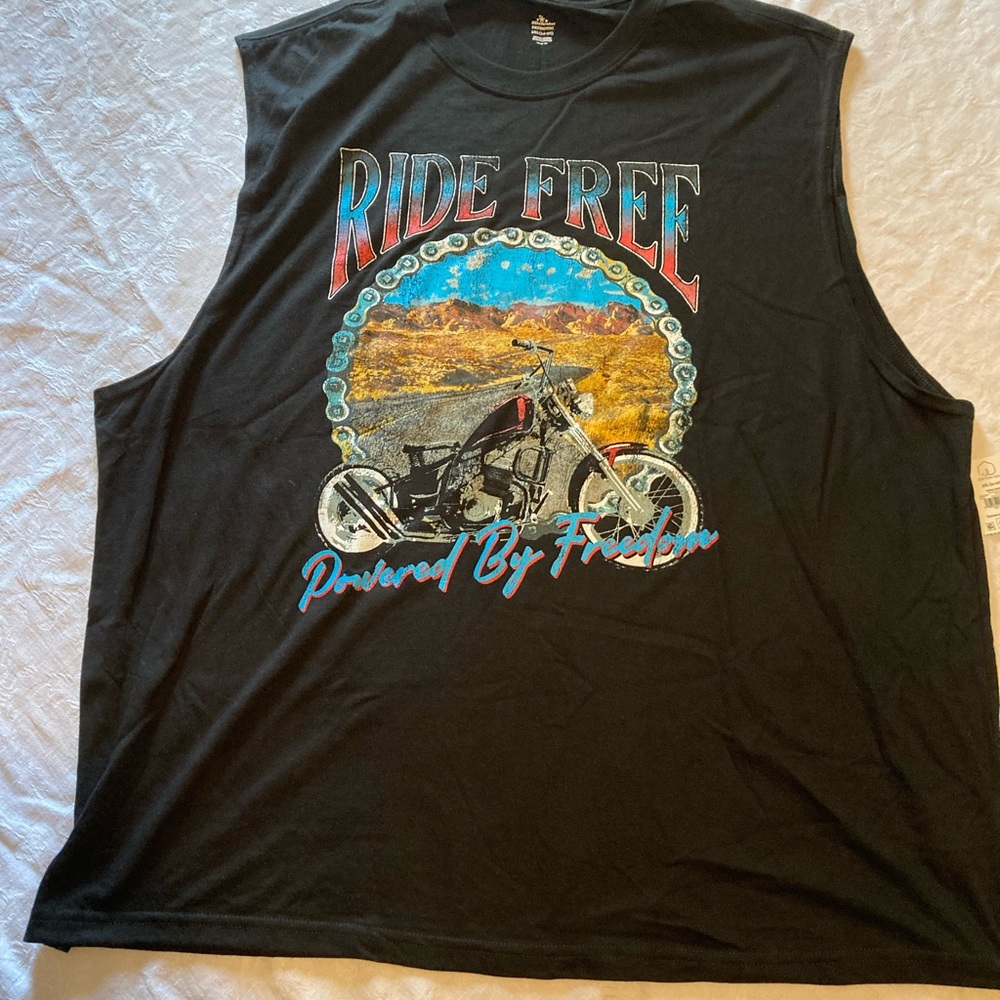 Ride Free-Delivered By Freedom Patriotic 3XL Muscle/Tank Top NWT Black